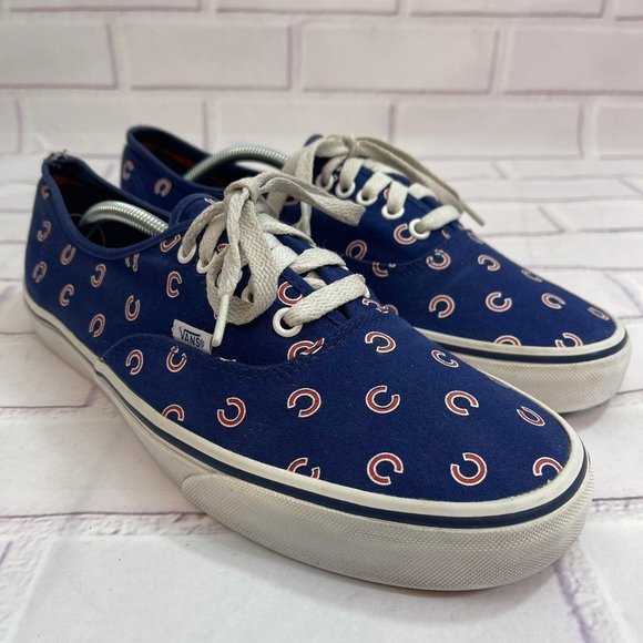 Vans Other - VANS Authentic Canvas Skate Shoes MLB Chicago Cubs Print Design Baseball Sneaker